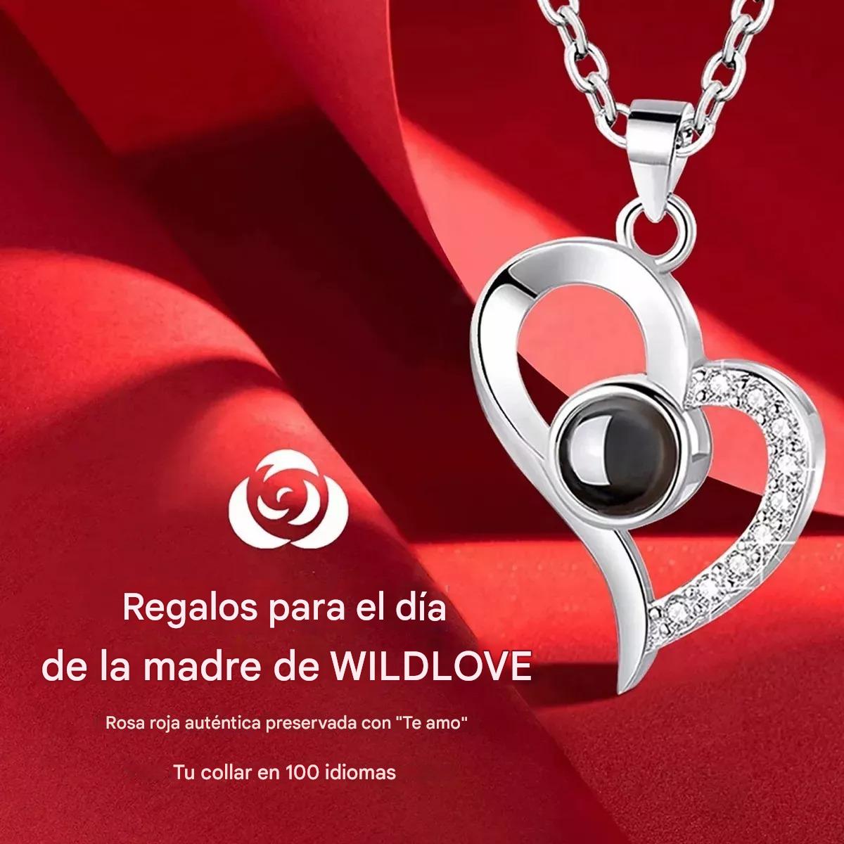 Rosa Eterna Y Collar De Corazón, Regalo De San Valentín