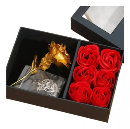 Caja Joyería De Flores Eternas Y Collar Love Mujer Amor